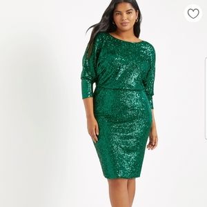 Eloquii Green Sequin Dress
